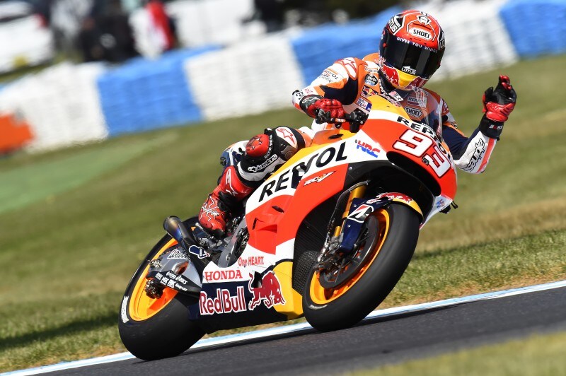 MotoGP Australia, Marquez 1° anche nel warm up