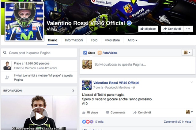 Rossi, dedica a Totti: “E’ pura magia”