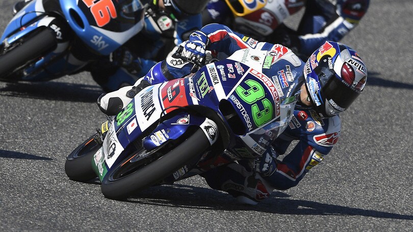 Moto3 Motegi, gara: Bastianini batte Binder, Bulega sul podio