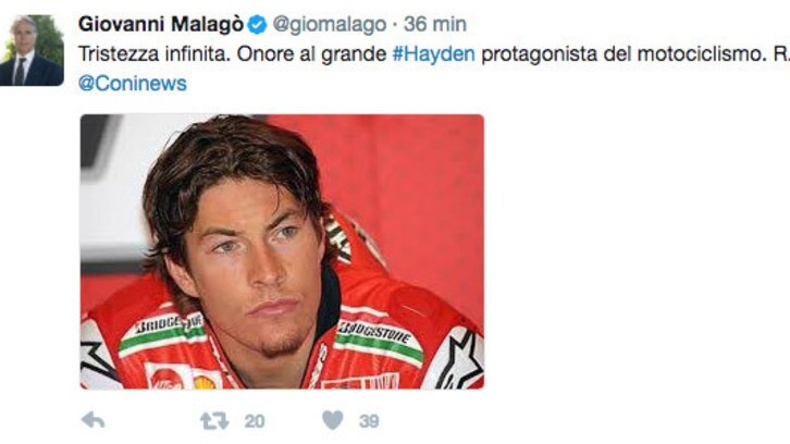 Hayden, i messaggi dai social e lo speciale su Sky