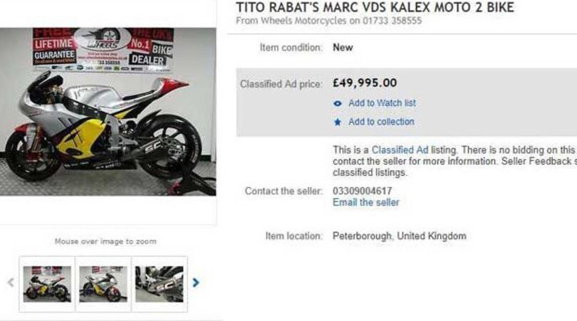 Kalex “rubata” di Rabat all’asta? Non è la stessa moto