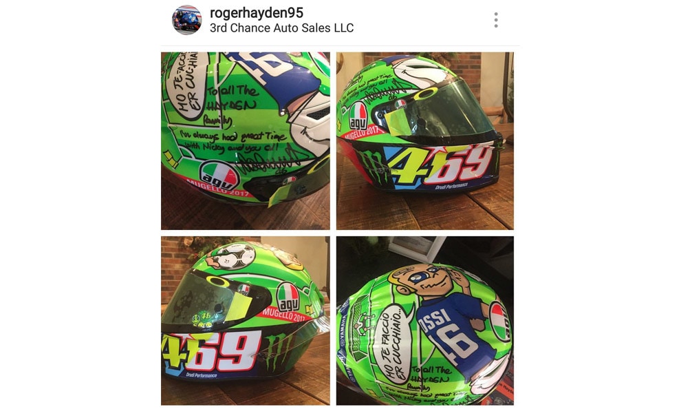 Rossi spedisce il casco alla famiglia Hayden