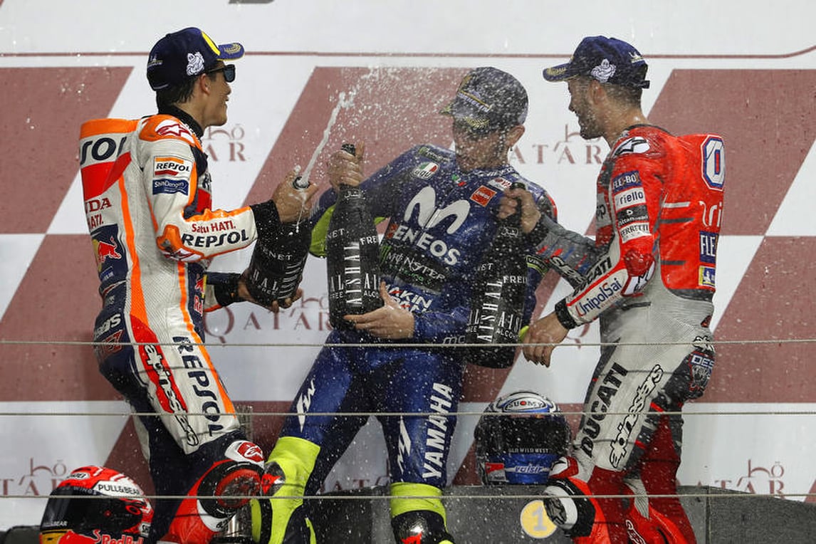Dovi-Marquez-Rossi: che festa sul podio! - FOTO