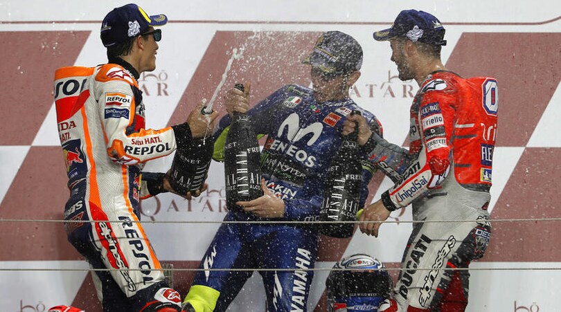 Dovi-Marquez-Rossi: che festa sul podio! - FOTO