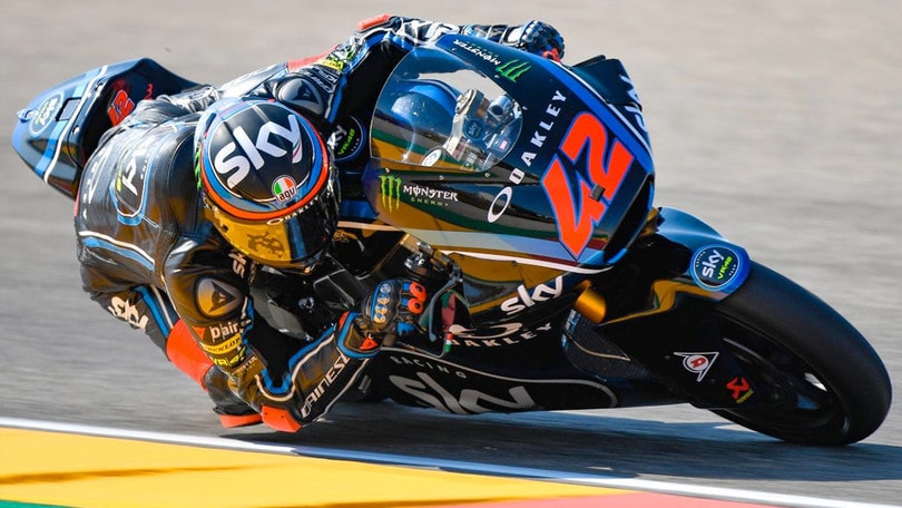 Aragon Moto2, colpo Binder. Bagnaia, 2° posto pesante. Podio Baldassarri