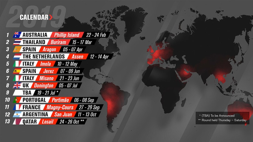 Mondiale Superbike: il calendario del 2019