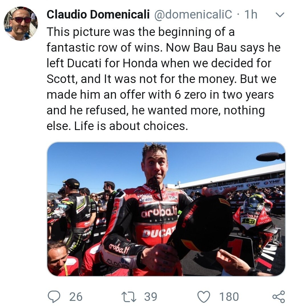 Domenicali sui social:”Bautista è andato via per denaro”