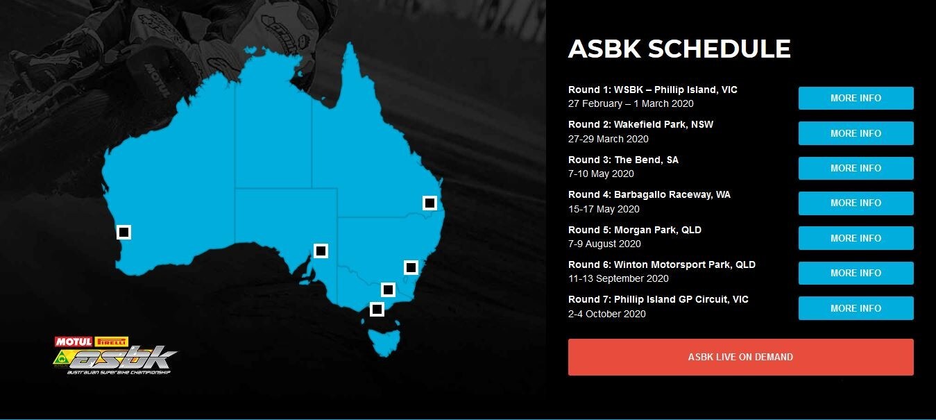 ASBK: ecco il calendario 2020 della superbike australiana