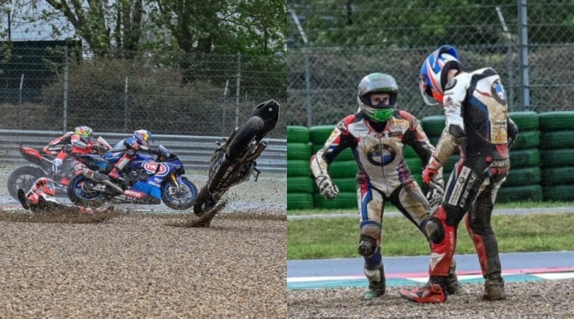 SBK Magny-Cours, strike BMW in Gara 1: le FOTO dell'incidente al via
