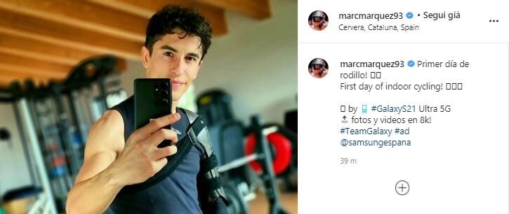 MotoGP, Marquez riprende gli allenamenti, ma il tutore al braccio resta