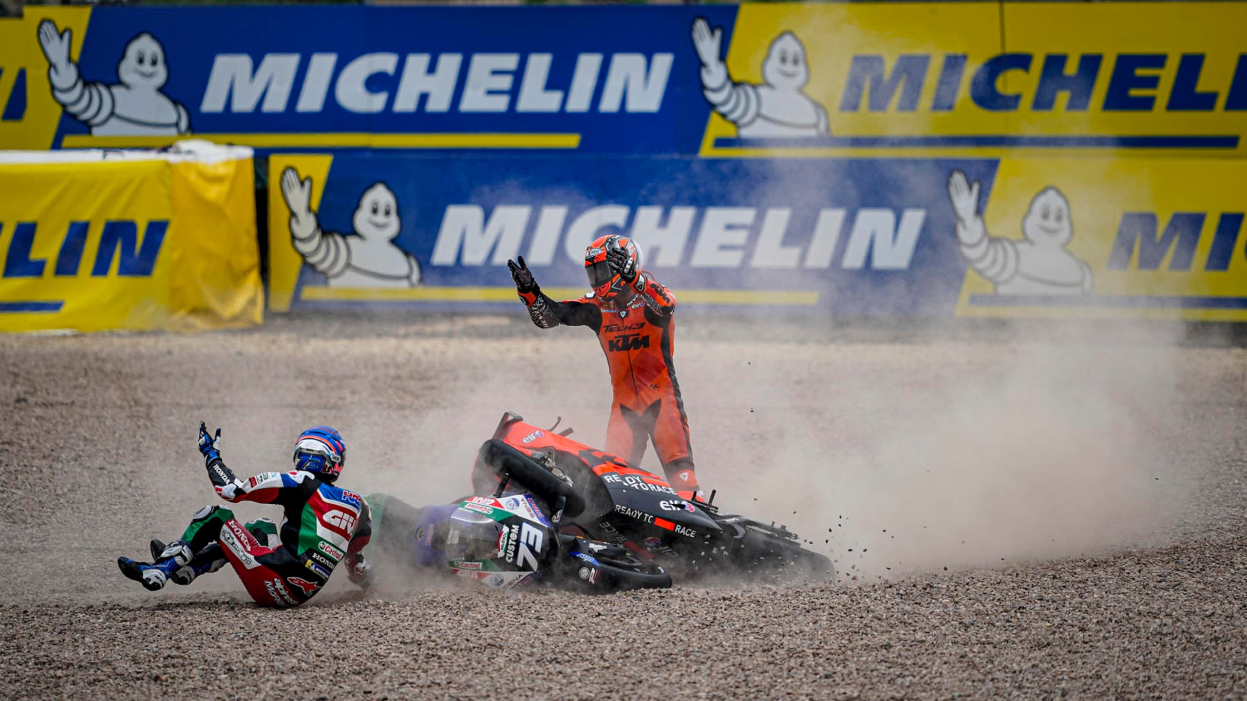 German GP: Alex Marquez and Danilo Petrucci crash