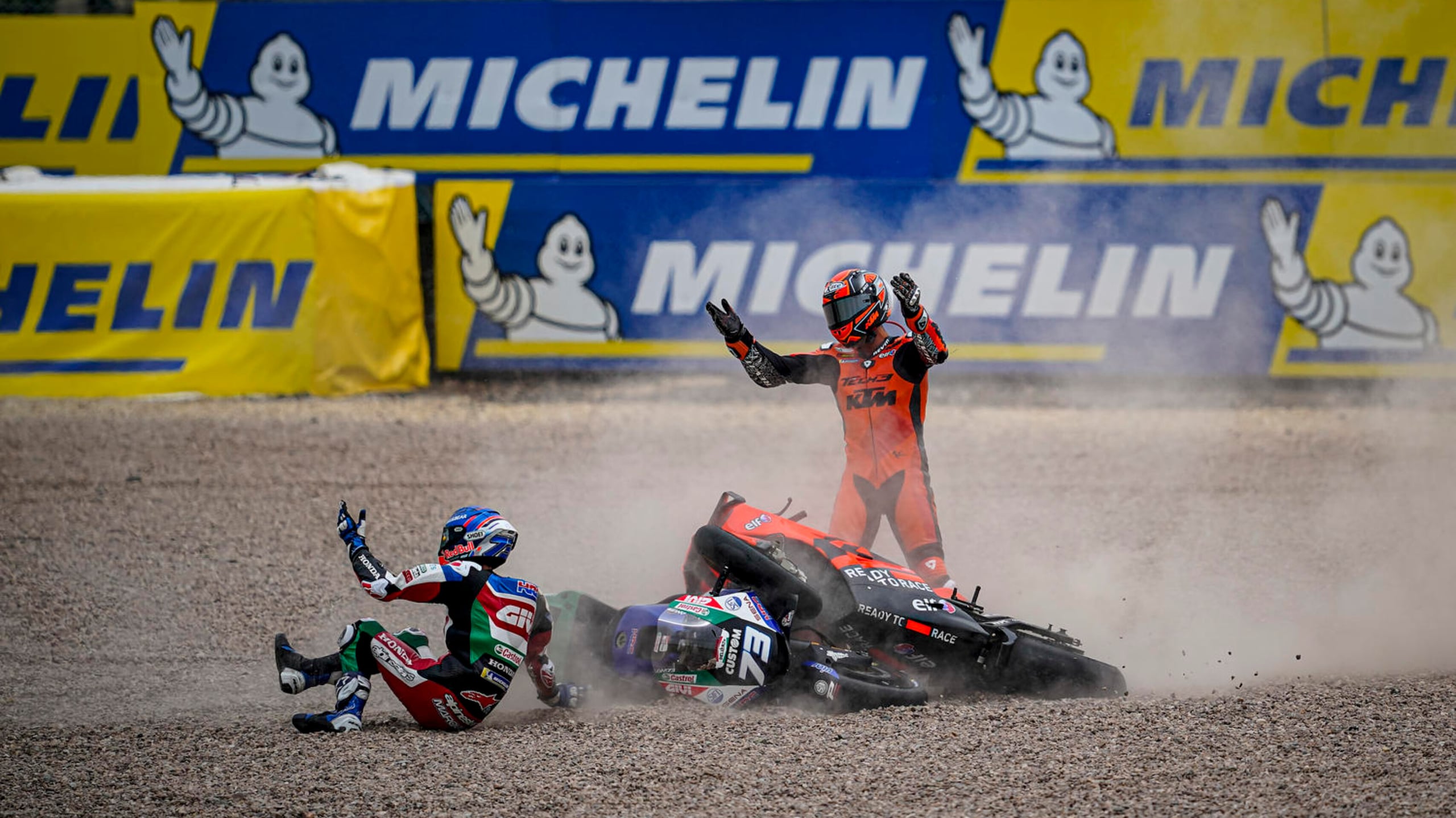 German GP: Alex Marquez and Danilo Petrucci crash