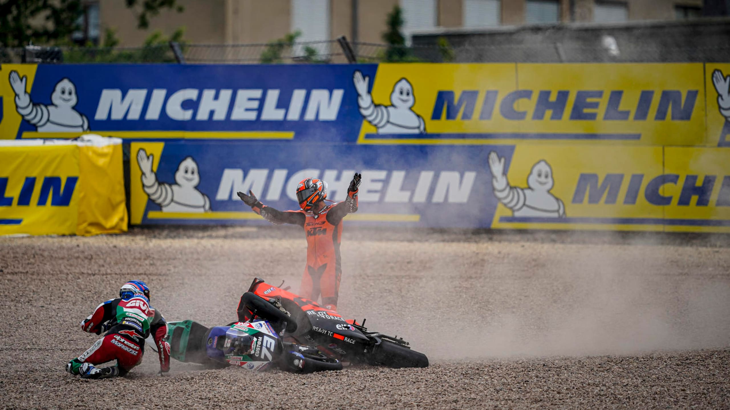 German GP: Alex Marquez and Danilo Petrucci crash