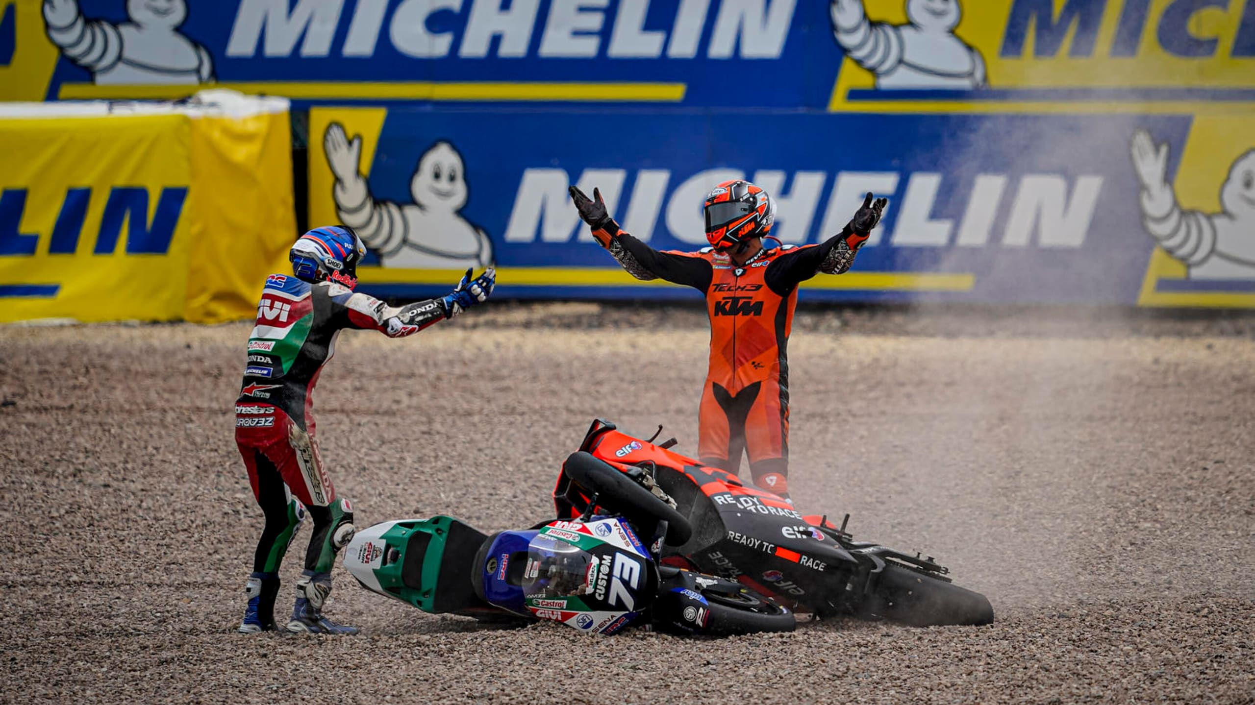 German GP: Alex Marquez and Danilo Petrucci crash