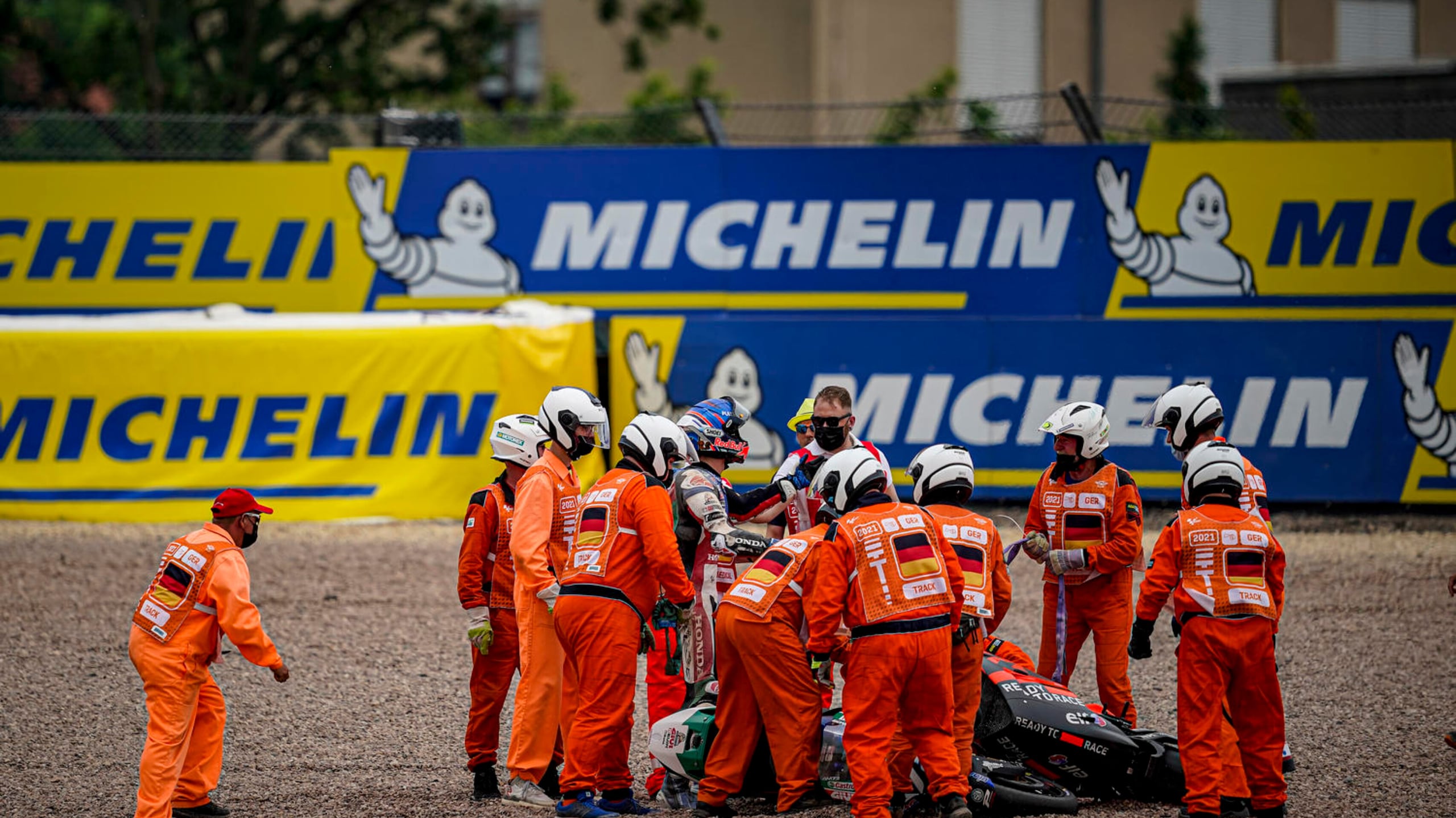 German GP: Alex Marquez and Danilo Petrucci crash