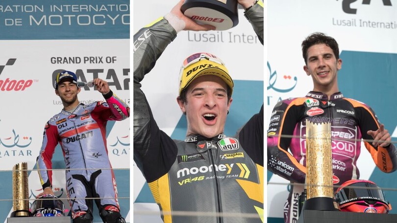 MotoGP: tripletta italiana in Qatar, l'ultima volta fu nel 2018
