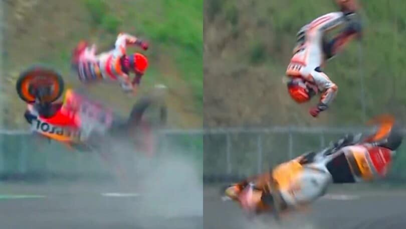 MotoGP: la sequenza del volo shock di Marc Marquez