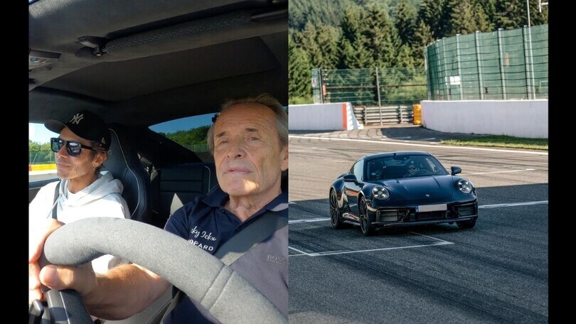 Valentino Rossi e Jacky Ickx in una Porsche insieme
