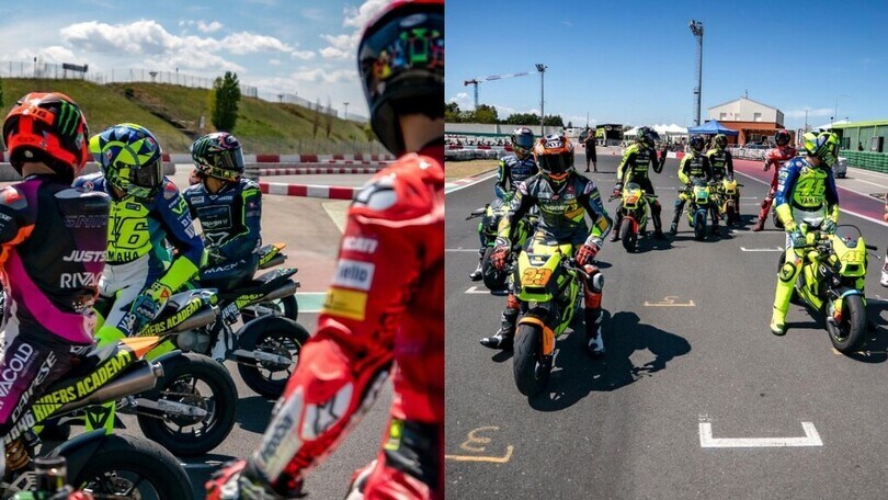 Bagnaia, Rossi e Marini in pista a Misanino con la VR46 Academy
