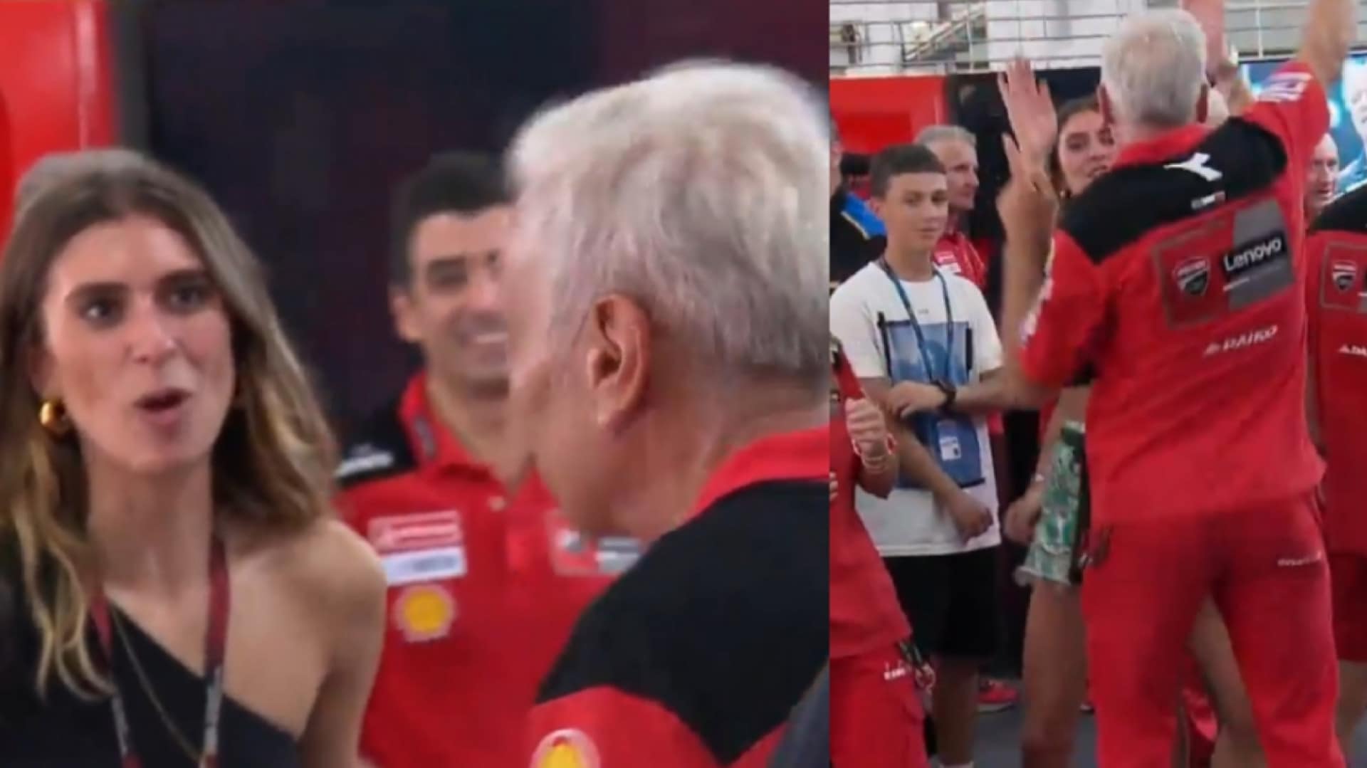 MotoGP Malesia: Tardozzi scatenato al box con Domizia Castagnini
