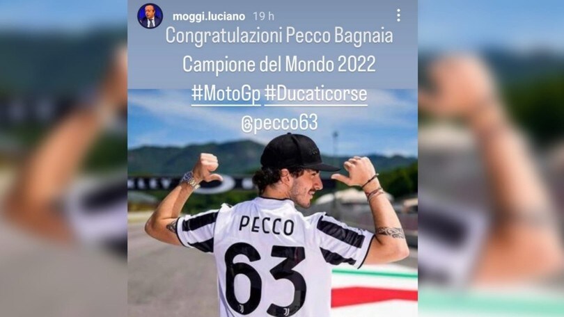 MotoGP: pure Luciano Moggi si complimenta con Bagnaia