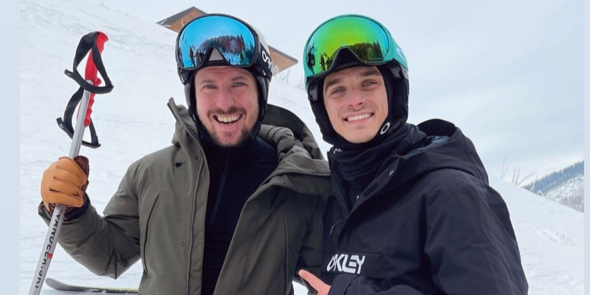 Luca Marini e Marcel Hirscher insieme sugli sci
