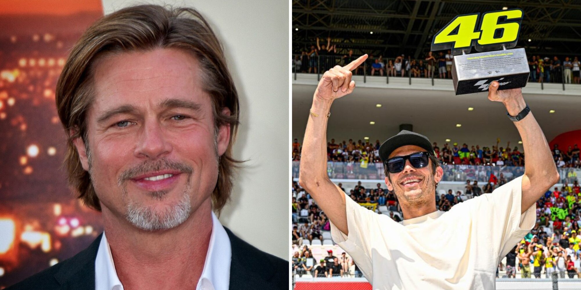 MotoGP: Brad Pitt e la voglia di essere come... Valentino Rossi!