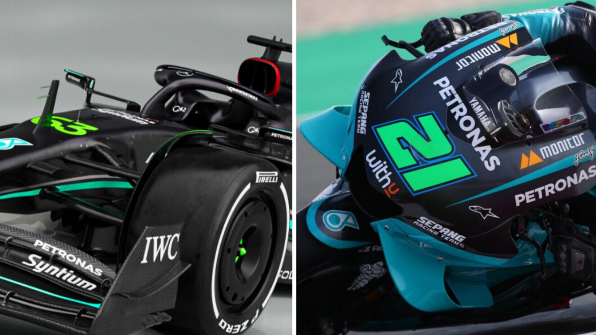 F1, MotoGP: i colori di Valentino Rossi sulla Mercedes W14 di Hamilton FOTO