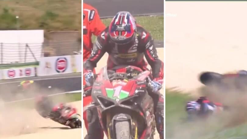 CIV SBK, Michele Pirro: le foto della rovinosa caduta a Vallelunga