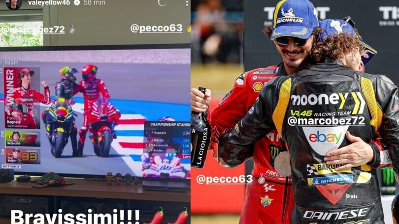 MotoGP Olanda, Valentino Rossi esulta per Bagnaia e Bezzecchi