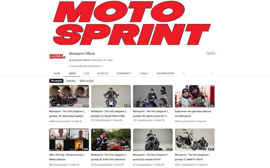 Motosprint è anche su YouTube!