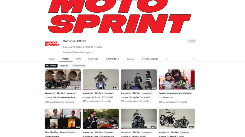 Motosprint è anche su YouTube!