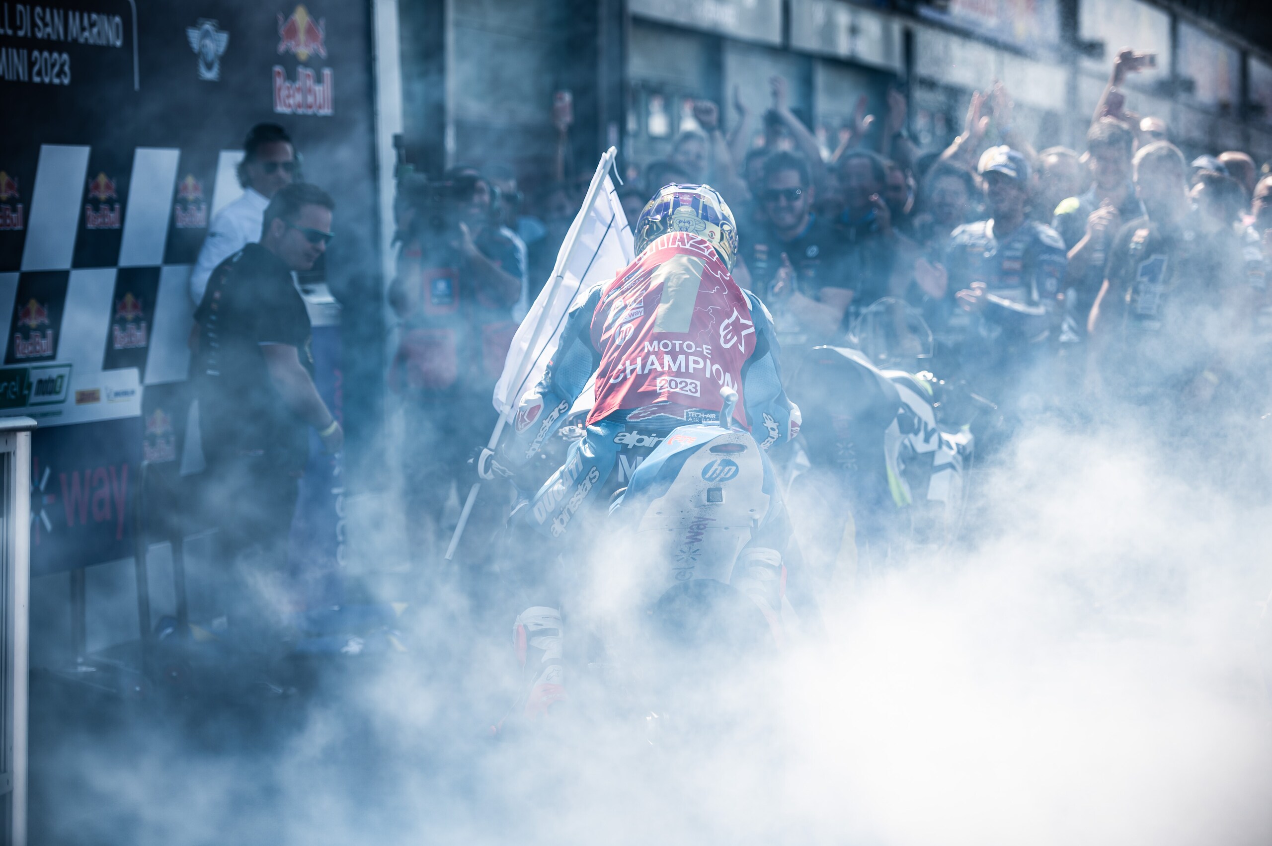 MotoE: Mattia Casadei, le foto della festa iridata a Misano