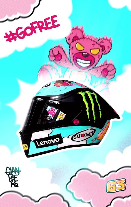 Bagnaia, il casco celebrativo per il GP di San Marino