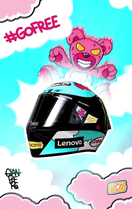 Bagnaia, il casco celebrativo per il GP di San Marino