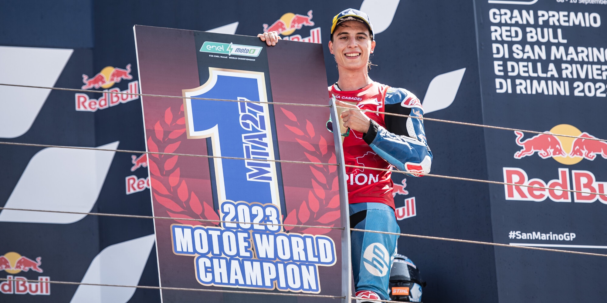 MotoE Misano: Mattia Casadei vince Gara 1 ed è campione del Mondo