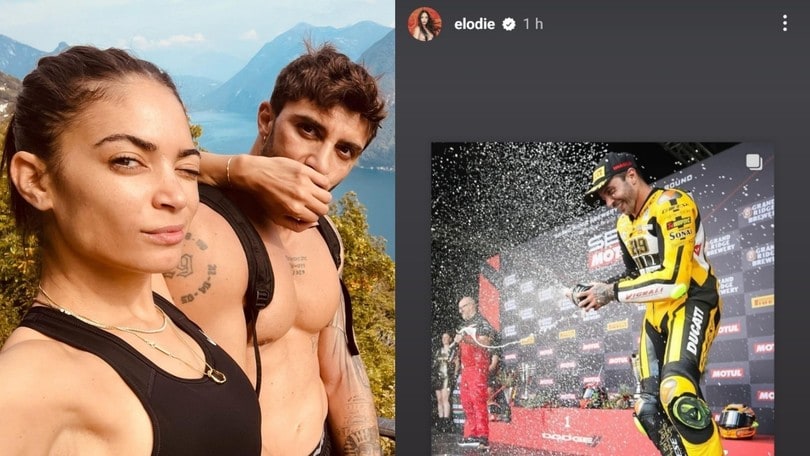 SBK, Elodie si commuove per il podio di Andrea Iannone