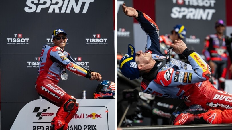 MotoGP Austin: Marc Marquez, che show sul podio della Sprint