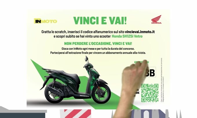 Con InMoto vinci uno scooter Honda SH125i Vetro. Scopri come