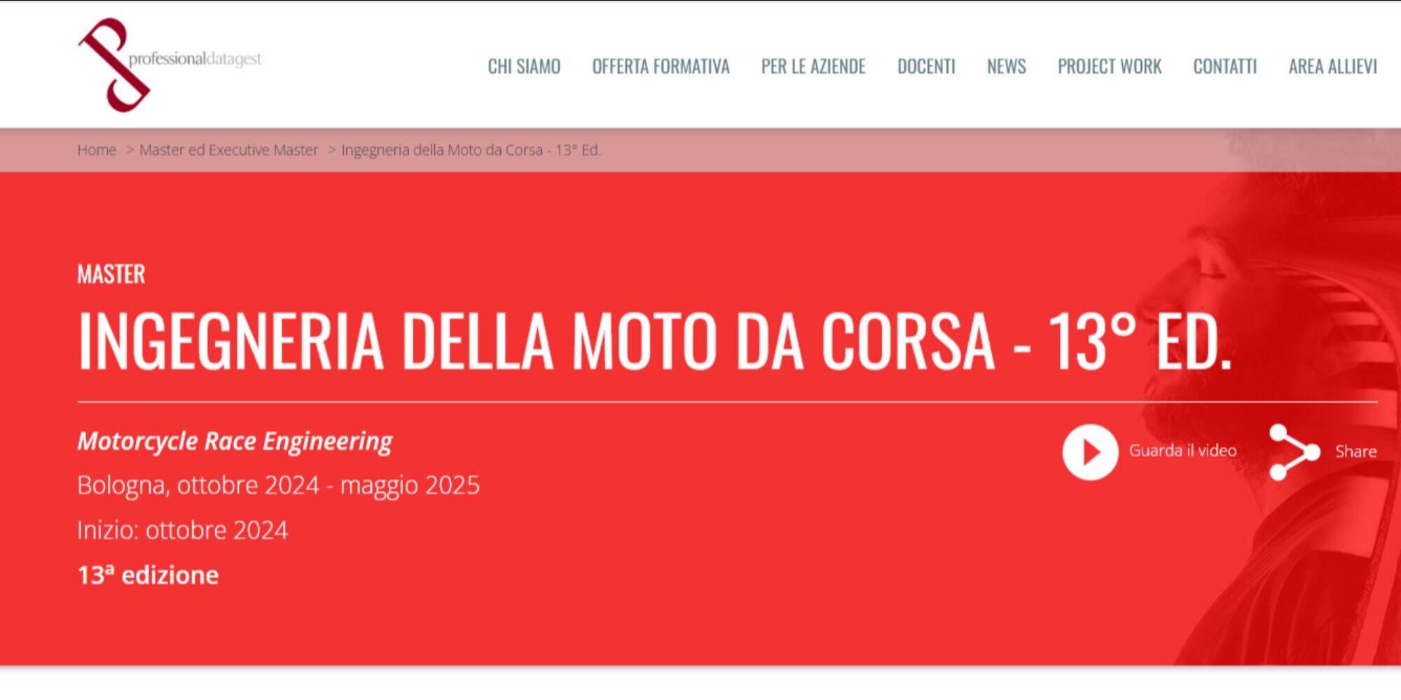 Master in Ingegneria della Moto da Corsa:  iscrizioni a tutto gas!