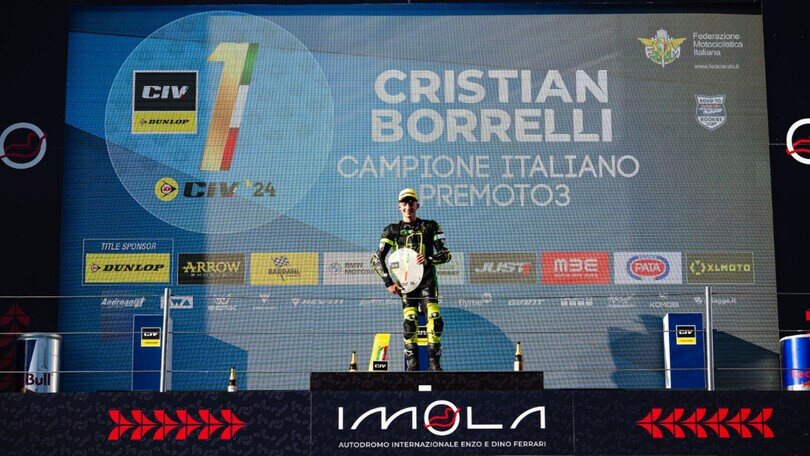 CIV Imola, Borrelli campione in PreMoto3, Cazzaniga rimanda la festa a Coppola in 300