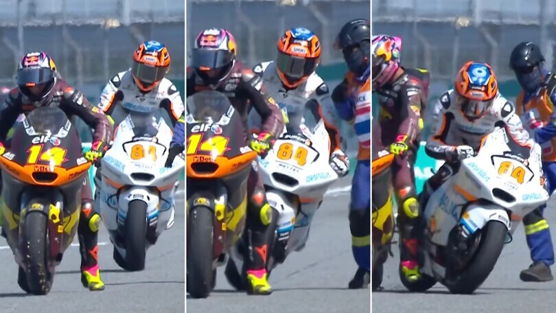 Moto2, paura a Buriram: brutto incidente tra Arbolino e Van den Goorbergh