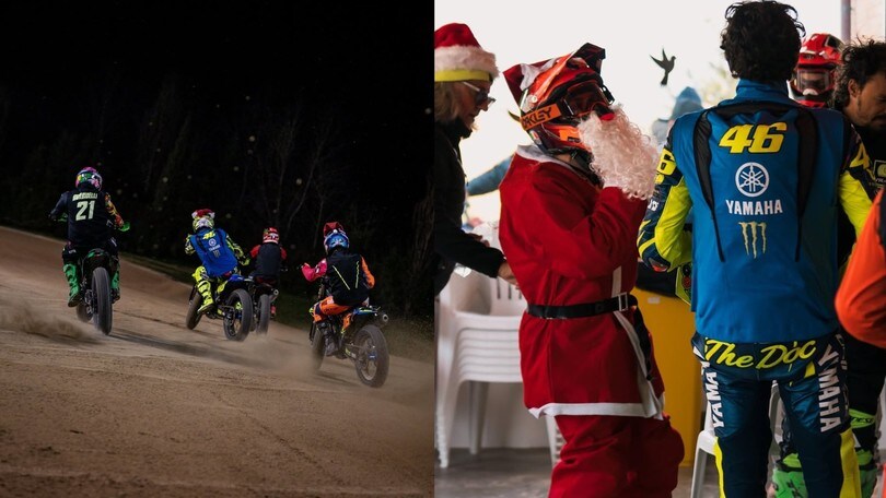 Festa al Ranch di Tavullia: tutti vestiti da Babbo natale, compreso Valentino Rossi
