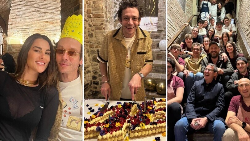 Valentino Rossi, festa di compleanno con Francesca Sofia Novello e ospiti vip