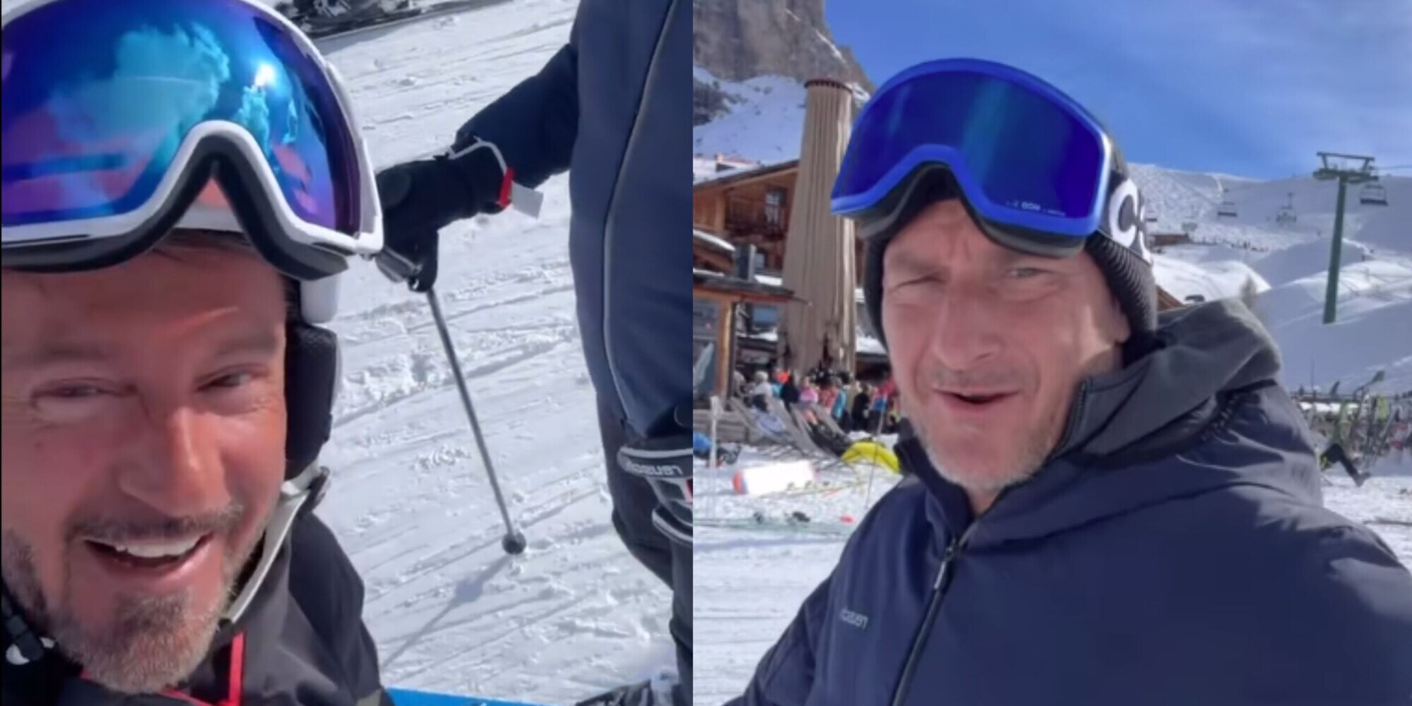 Weekend da campioni in Val Gardena, Totti e Biaggi si sfidano sugli sci