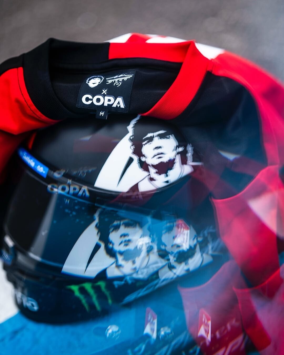 MotoGP, Alex Rins svela il casco dedicato a Diego Armando Maradona
