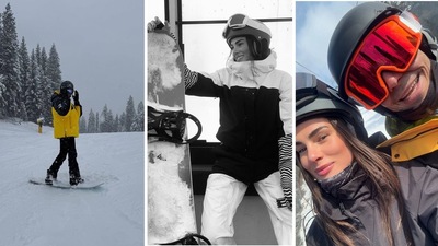 Valentino Rossi e Francesca Novello sotto la neve di Madonna di Campiglio