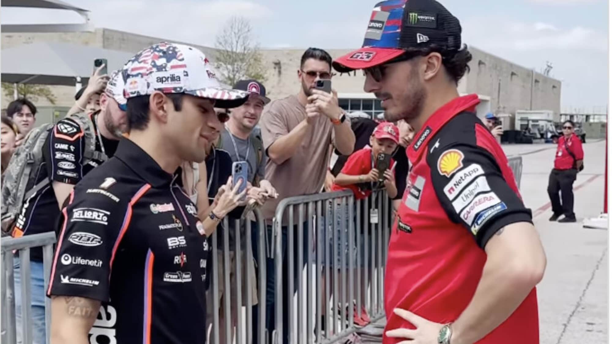 MotoGP, l’incontro nel paddock di Austin tra Martin e Bagnaia | Motosprint