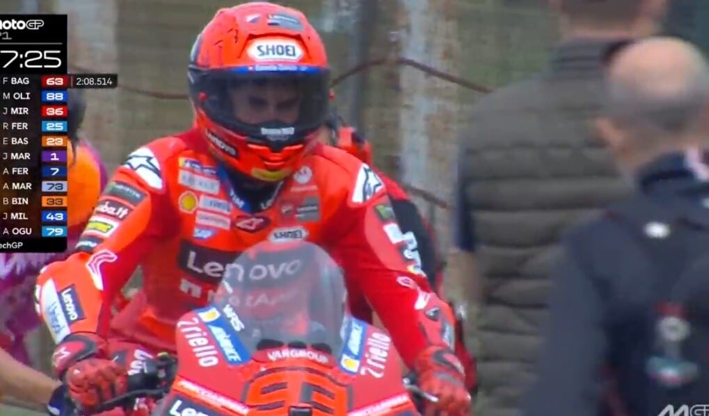 MotoGP, problema tecnico per Marc Marquez: preoccupazione nel box Ducati