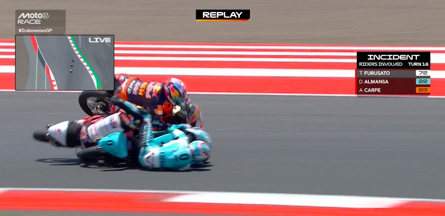 Incidenti Moto3, GP d'Indonesia: gara conclusa sotto "bandiera rossa"